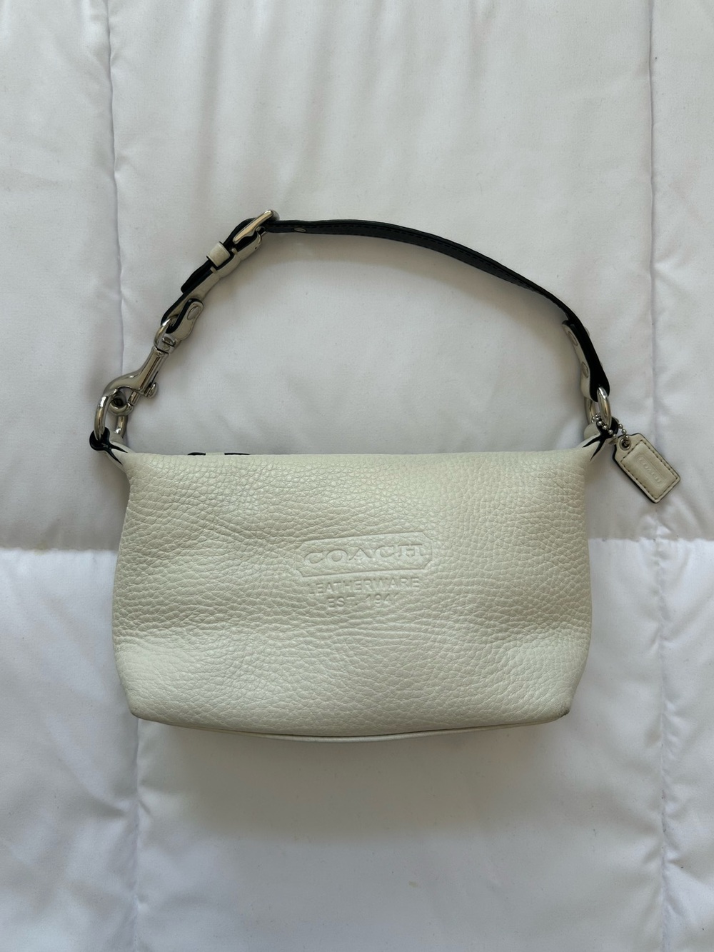 Coach White Pebbled Leather Baguette Shoulder Bag